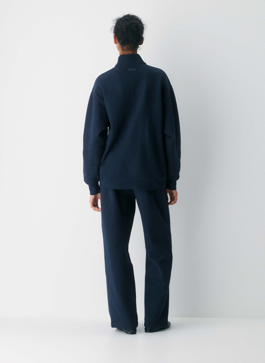 gemütlicher boyfriend-pullover aus sweatfleece mit 12 reißverschluss admiral