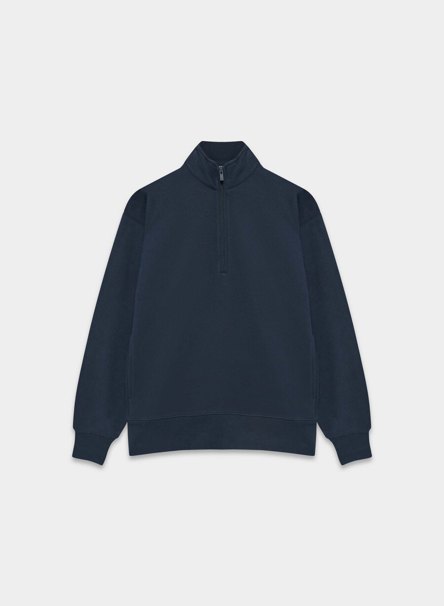 gemütlicher boyfriend-pullover aus sweatfleece mit 12 reißverschluss admiral