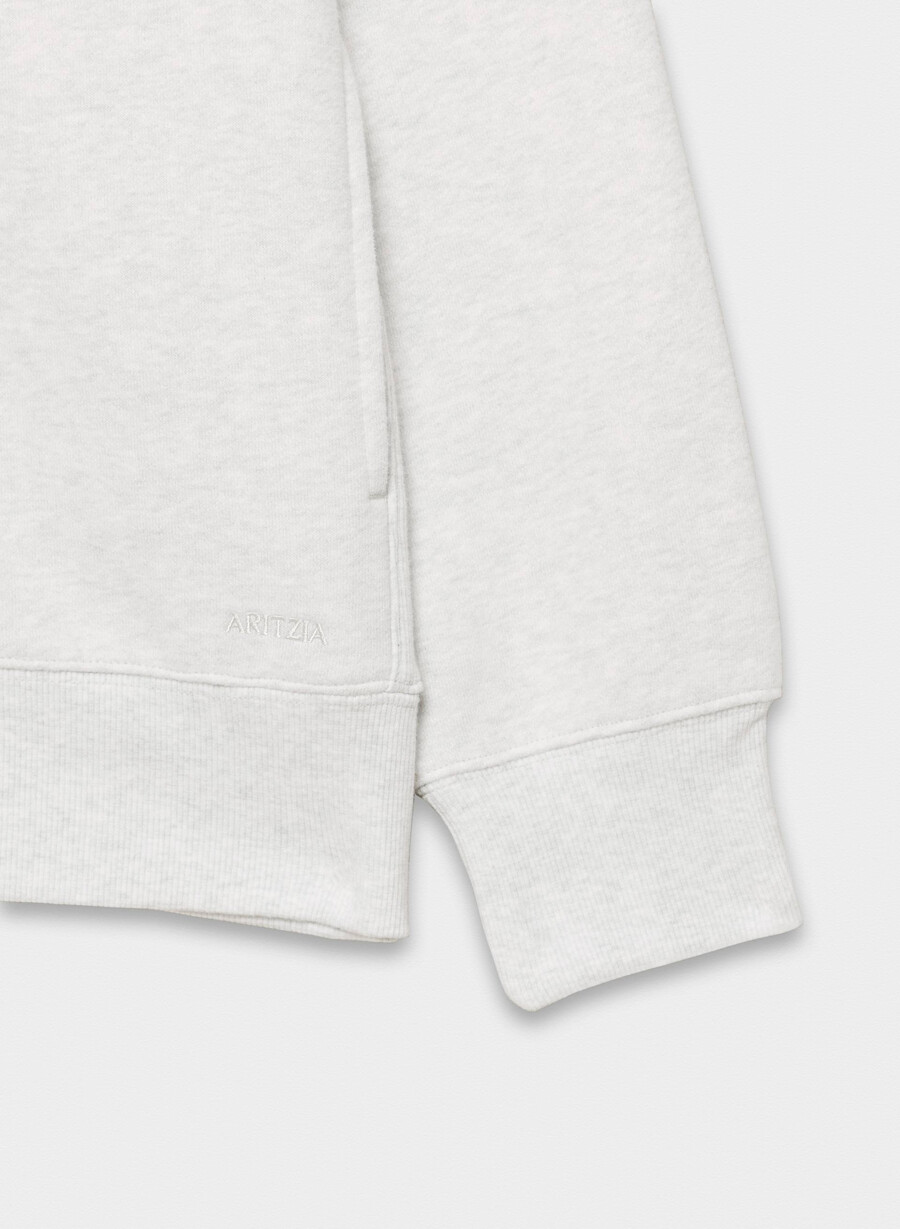 gemütlicher boyfriend-sweatfleece-pullover mit 12-reißverschluss meliertes weiß