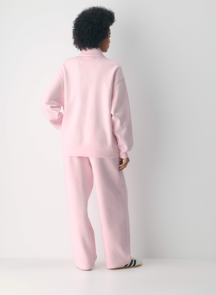 kuscheliger boyfriend-pullover aus sweatfleece mit halbem reißverschluss farbe villa pink