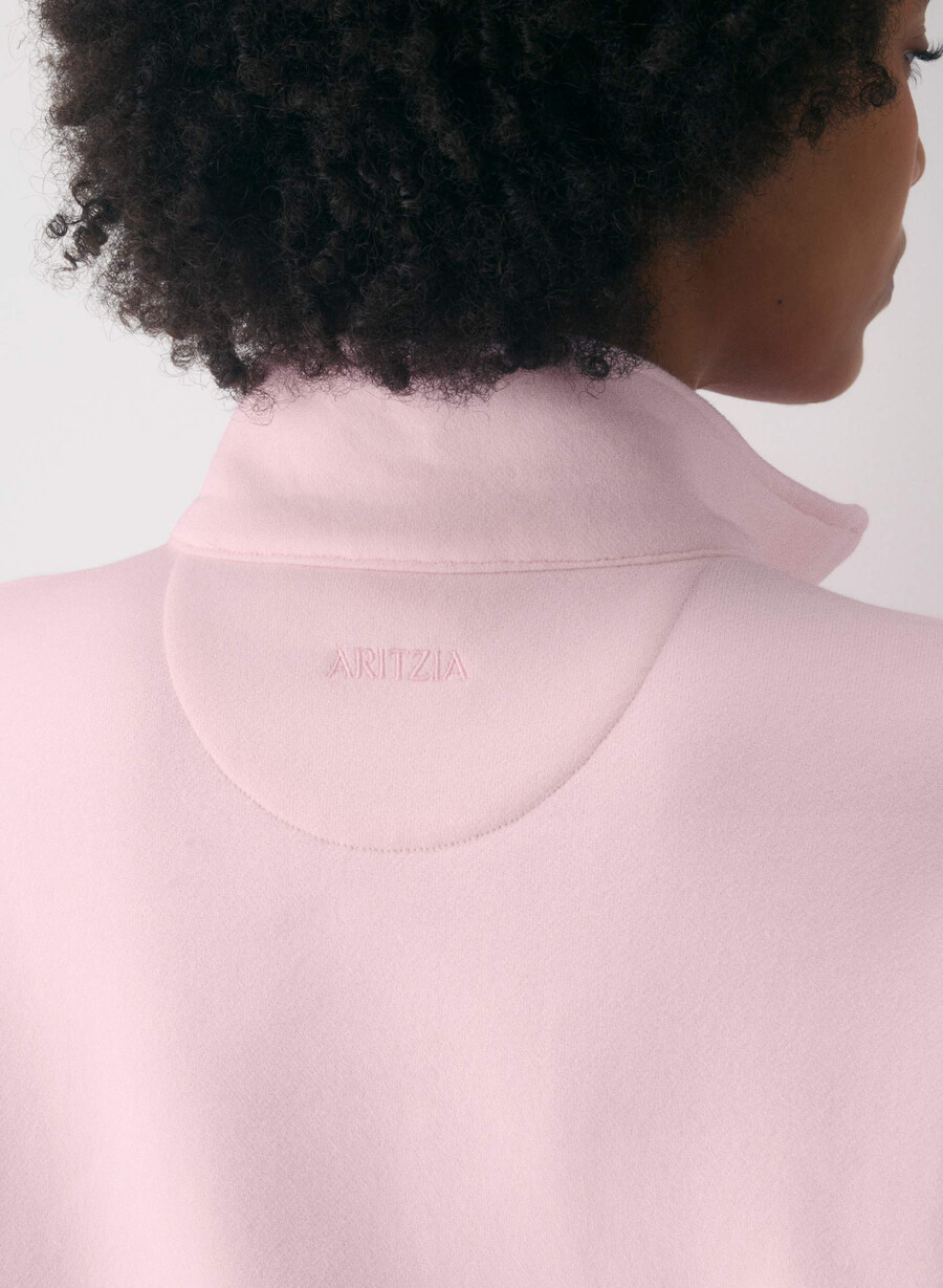 kuscheliger boyfriend-pullover aus sweatfleece mit halbem reißverschluss farbe villa pink