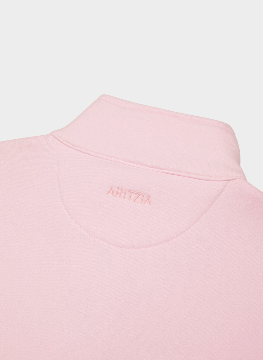 kuscheliger boyfriend-pullover aus sweatfleece mit halbem reißverschluss farbe villa pink