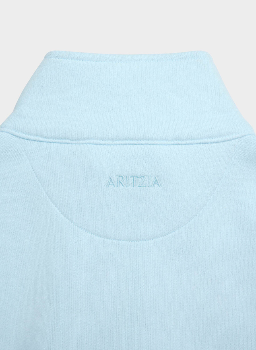 gemütlicher boyfriend-pullover aus sweatfleece mit halbem reißverschluss farbe villa blue