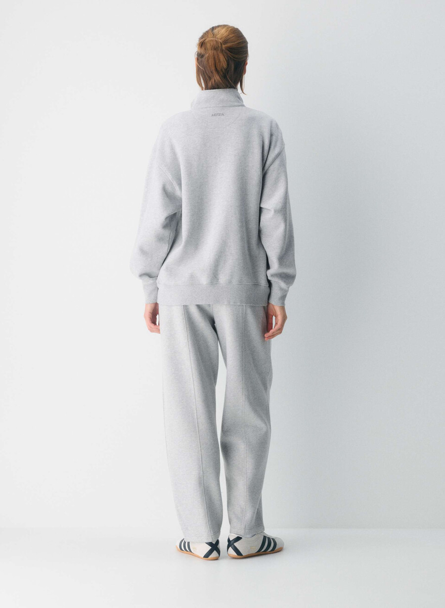 gemütlicher boyfriend-pullover aus sweatfleece mit 12 reißverschluss heather chrome