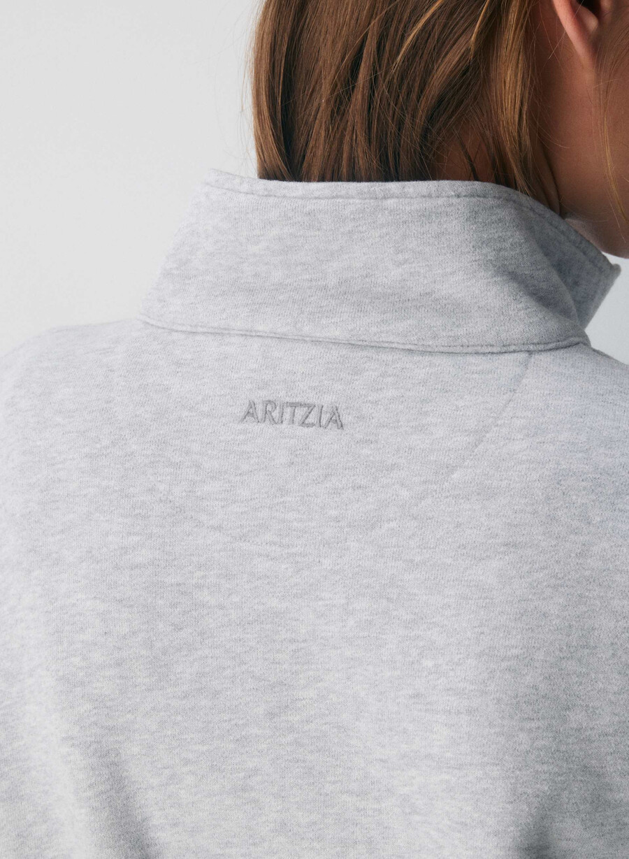 gemütlicher boyfriend-pullover aus sweatfleece mit 12 reißverschluss heather chrome