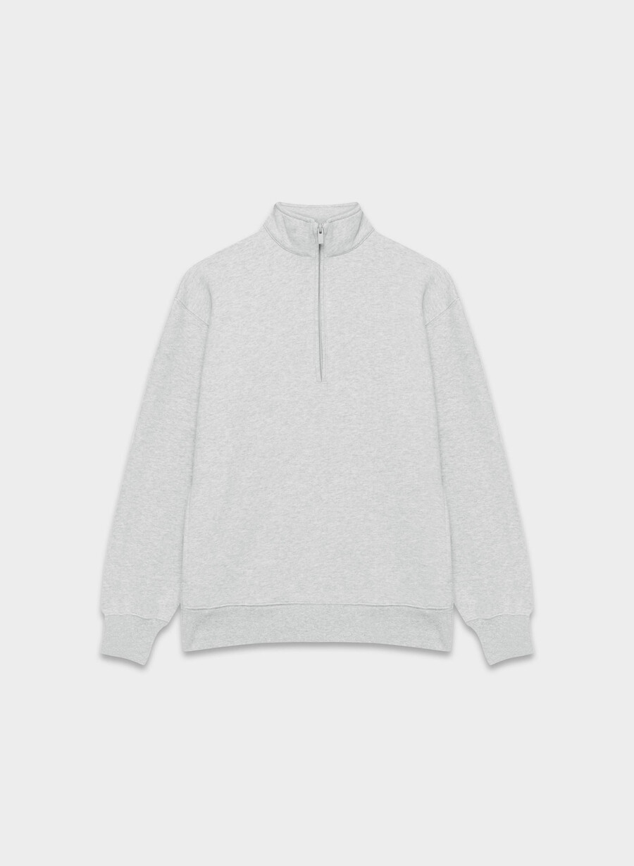 gemütlicher boyfriend-pullover aus sweatfleece mit 12 reißverschluss heather chrome