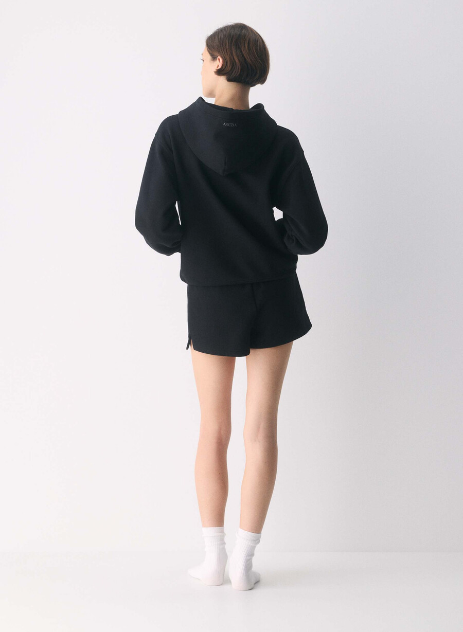 kuscheliger sweatfleece-hoodie mit perfektem reißverschluss schwarz