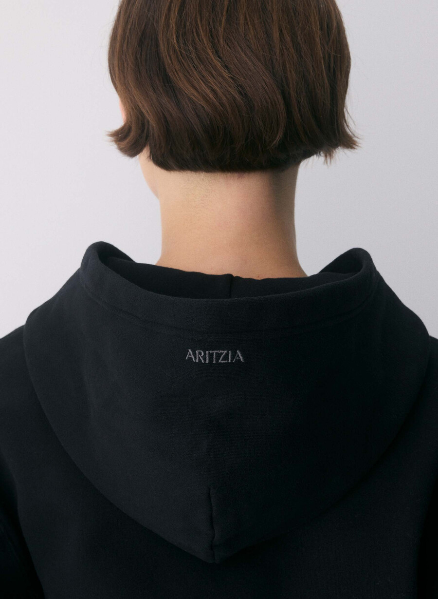 kuscheliger sweatfleece-hoodie mit perfektem reißverschluss schwarz