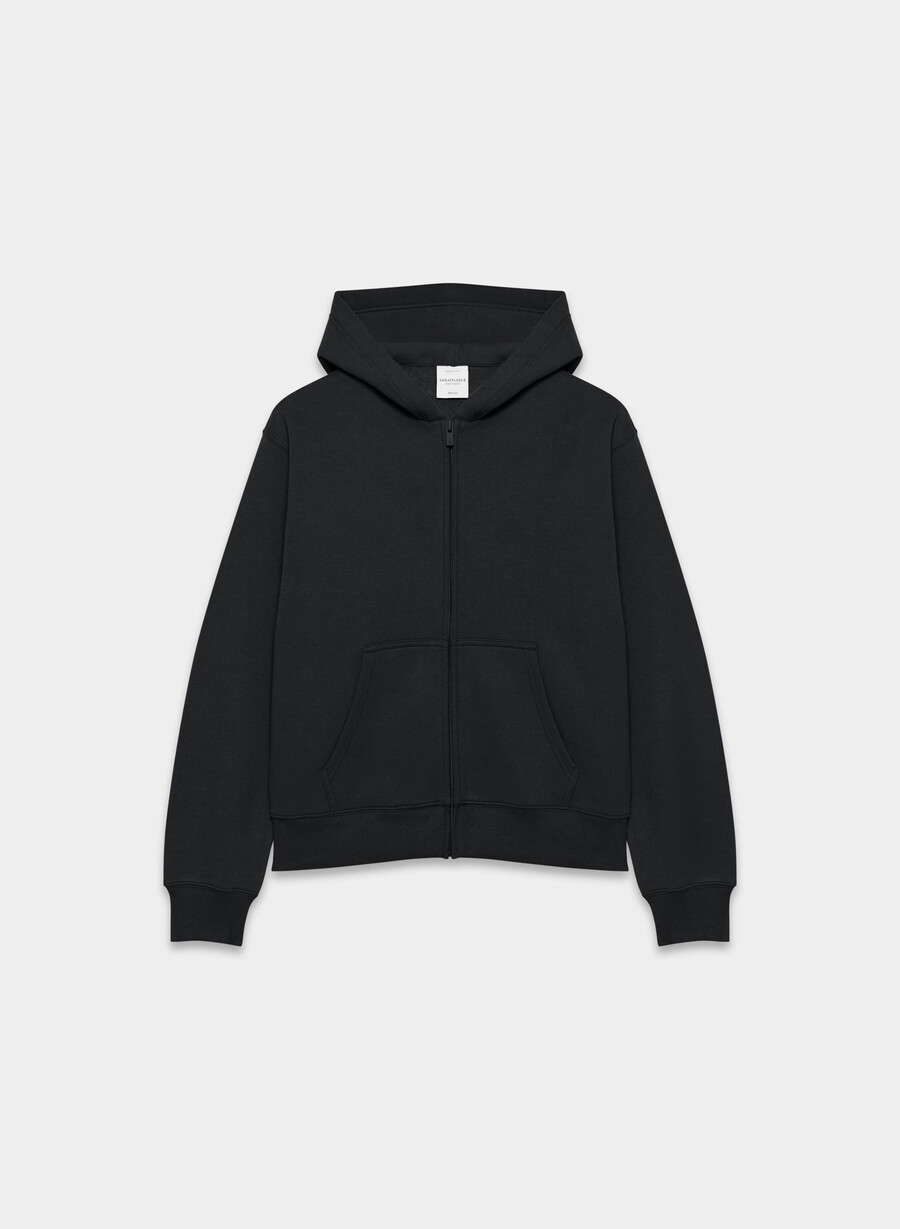 kuscheliger sweatfleece-hoodie mit perfektem reißverschluss schwarz