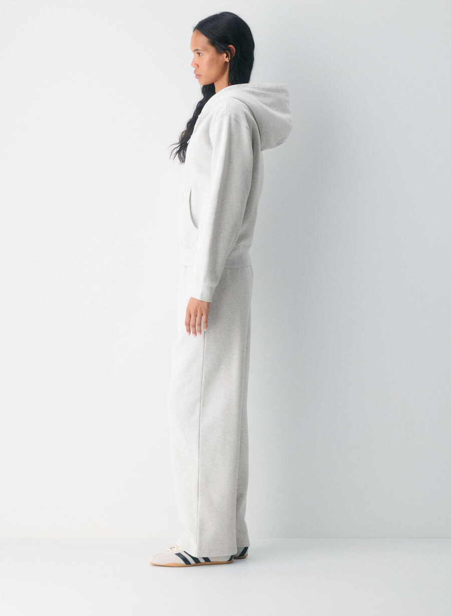 kuscheliger sweatfleece-kapuzenpullover mit perfektem reißverschluss heather cloud white