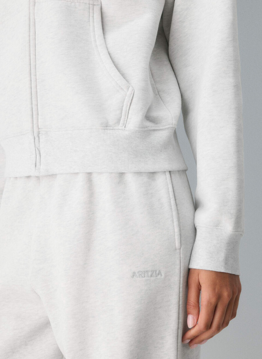kuscheliger sweatfleece-kapuzenpullover mit perfektem reißverschluss heather cloud white