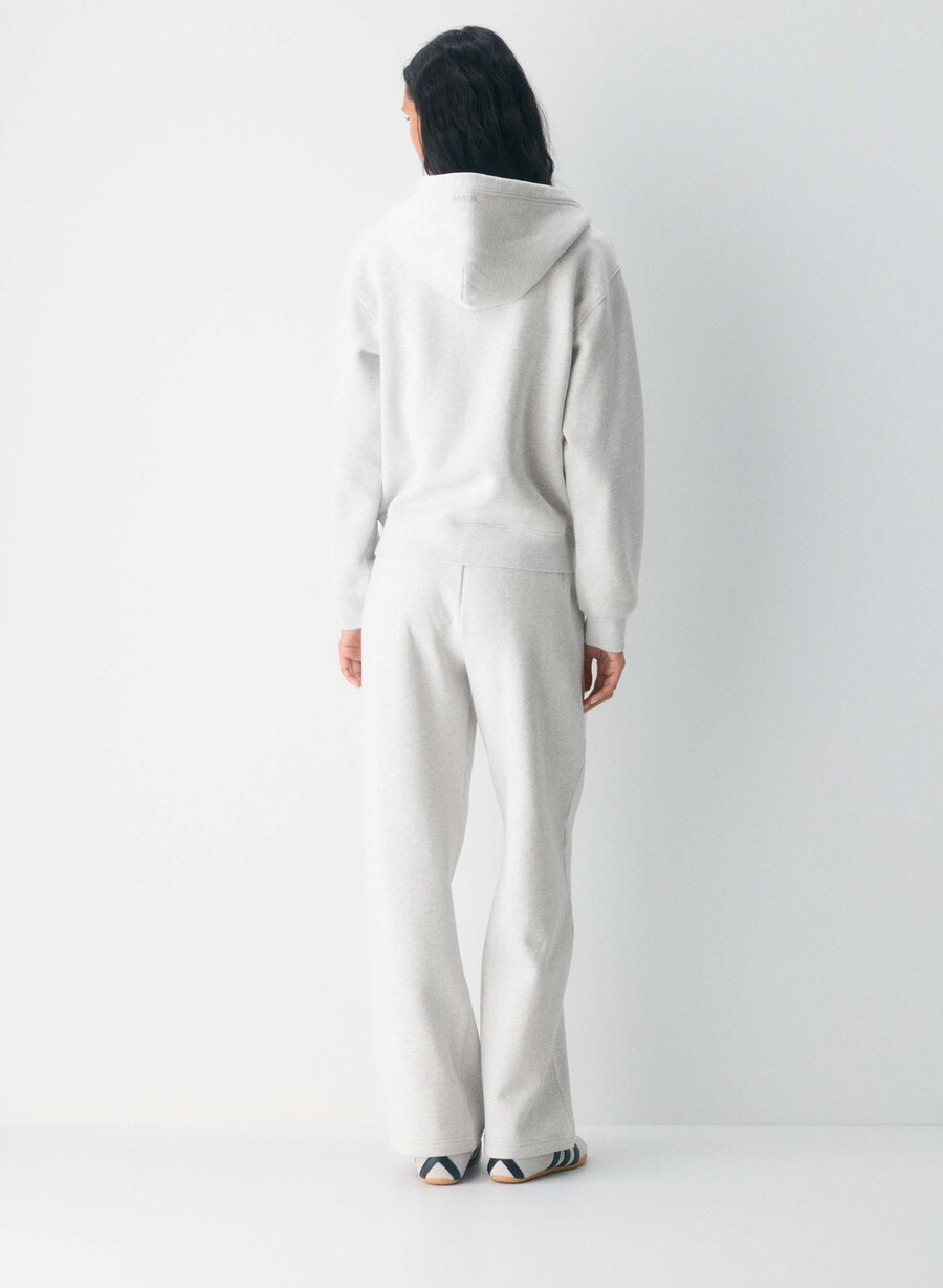 kuscheliger sweatfleece-kapuzenpullover mit perfektem reißverschluss heather cloud white