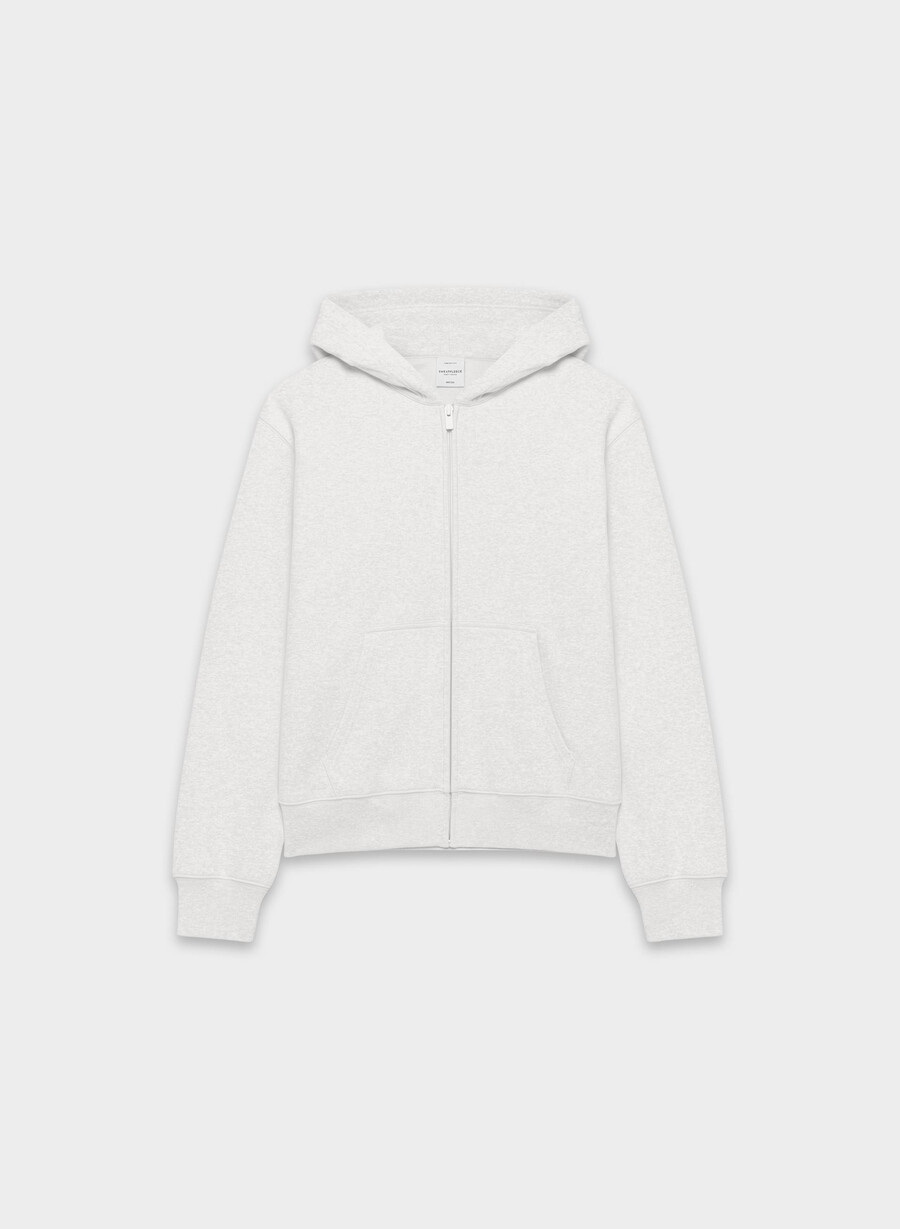 kuscheliger sweatfleece-kapuzenpullover mit perfektem reißverschluss heather cloud white