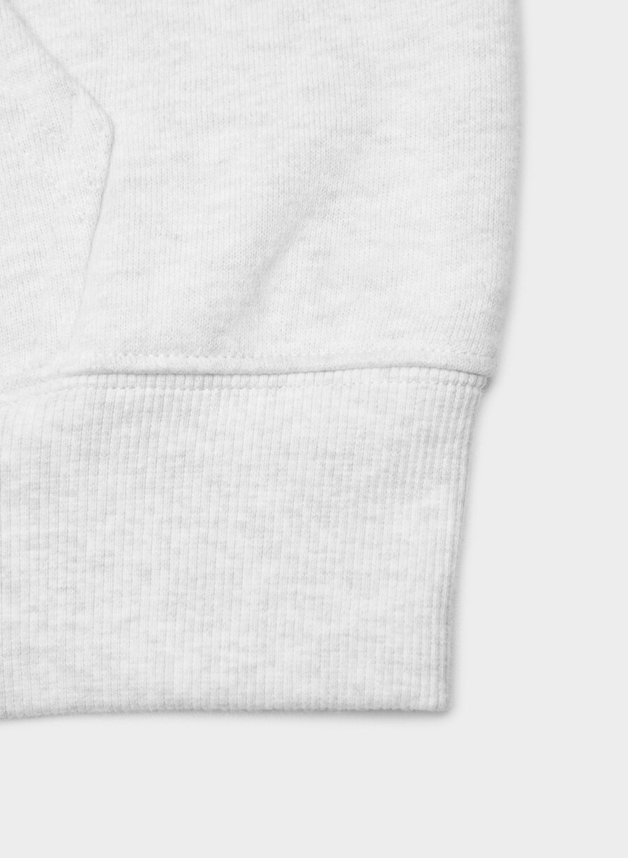 kuscheliger sweatfleece-kapuzenpullover mit perfektem reißverschluss heather cloud white