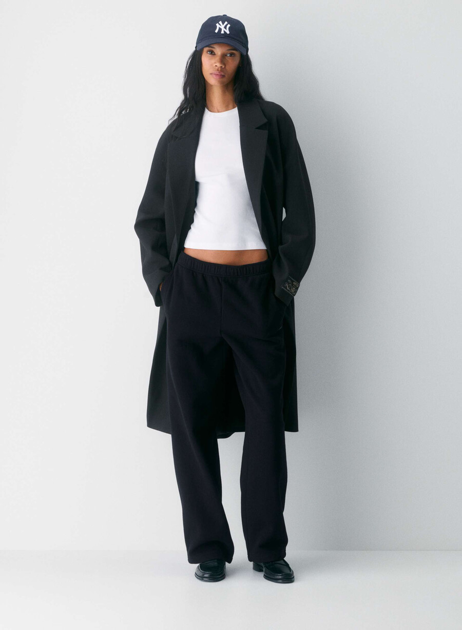 kuschelige sweatfleece mega straight jogginghose schwarz