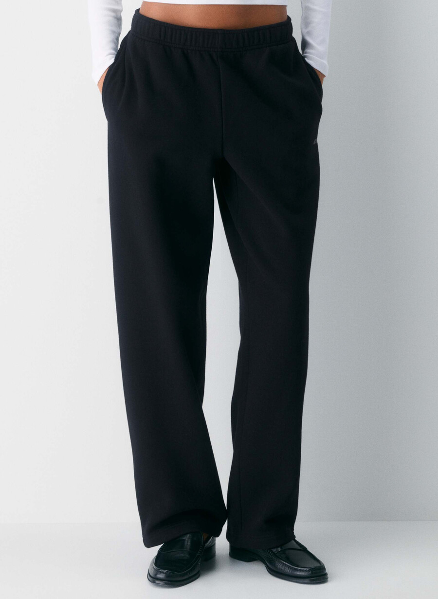 kuschelige sweatfleece mega straight jogginghose schwarz