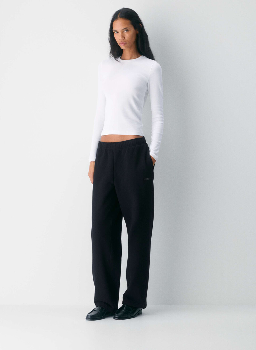 kuschelige sweatfleece mega straight jogginghose schwarz