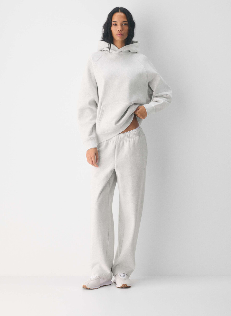 kuschelige sweatfleece mega straight jogginghose heather cloud white