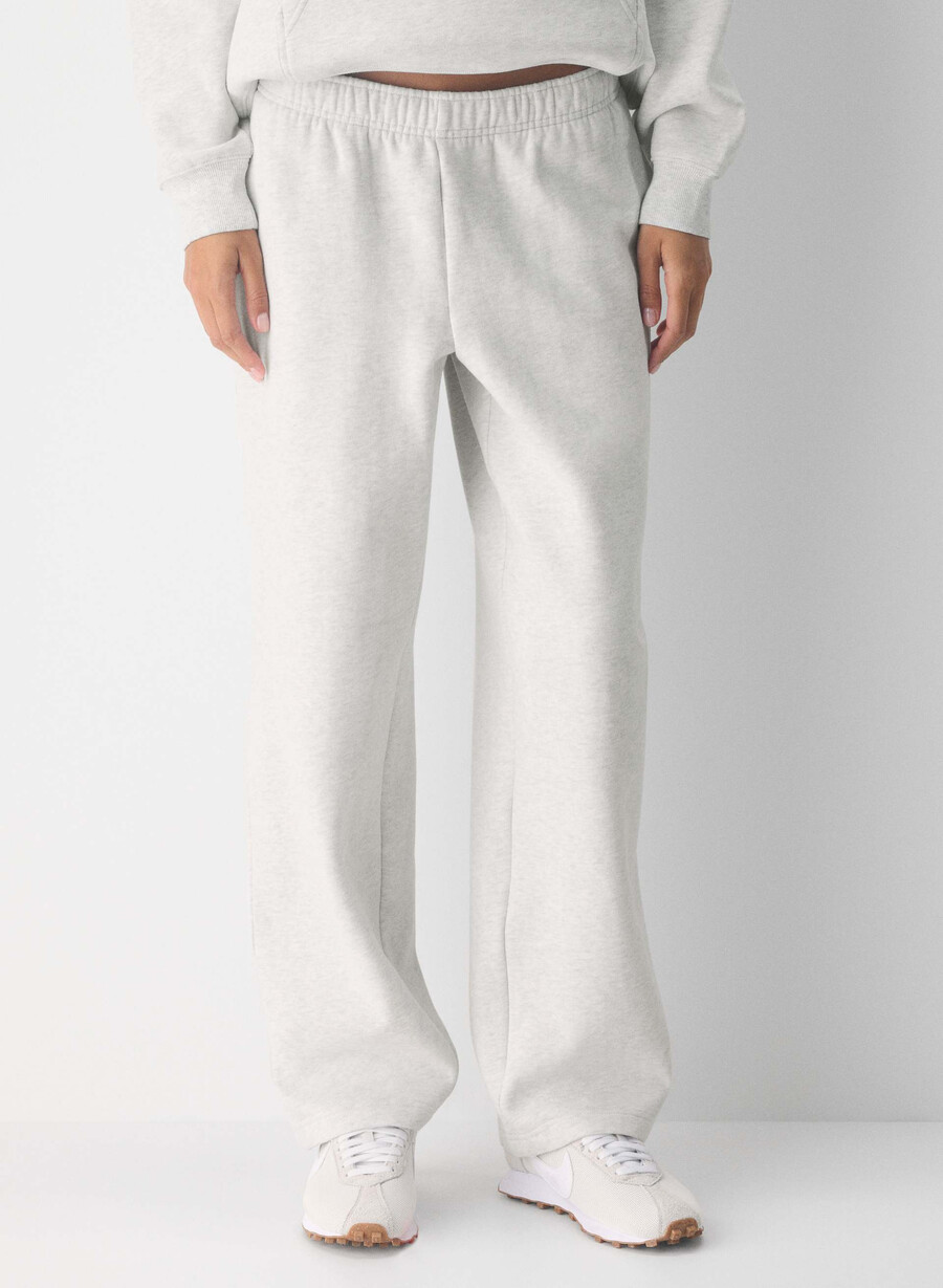 kuschelige sweatfleece mega straight jogginghose heather cloud white