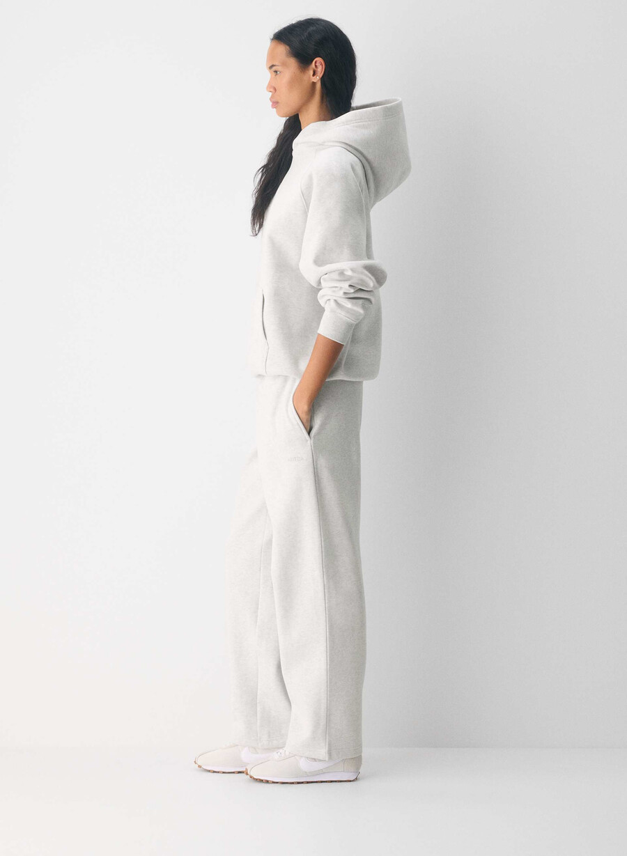 kuschelige sweatfleece mega straight jogginghose heather cloud white