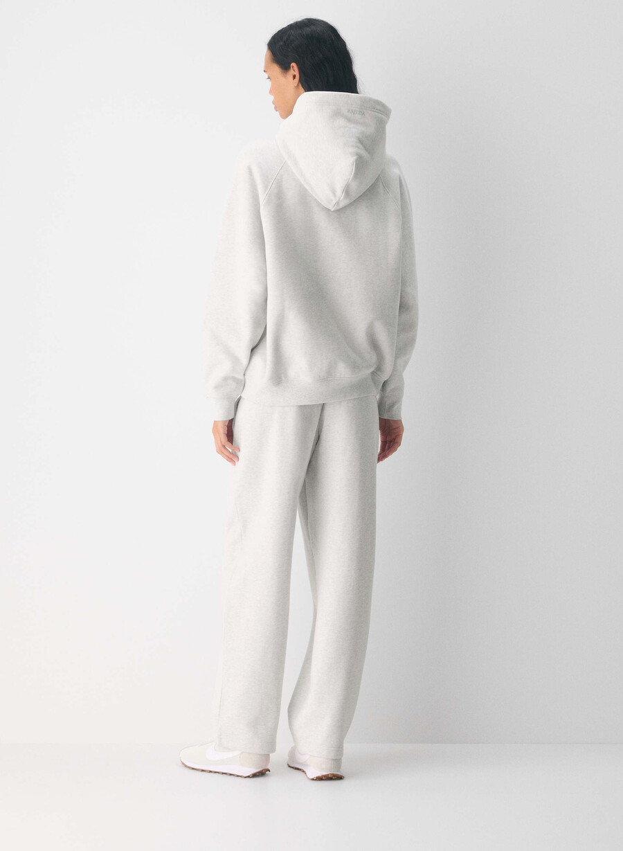 kuschelige sweatfleece mega straight jogginghose heather cloud white