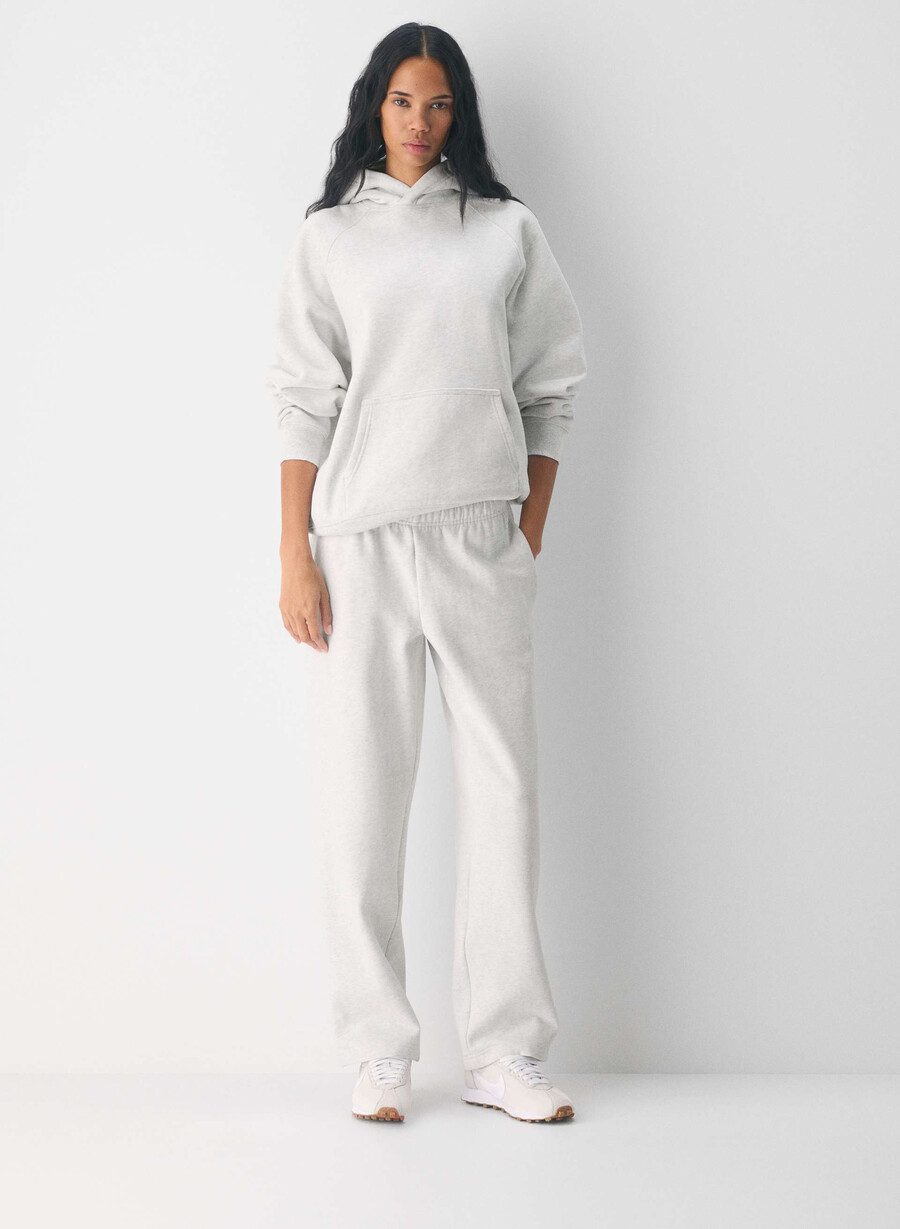 kuschelige sweatfleece mega straight jogginghose heather cloud white