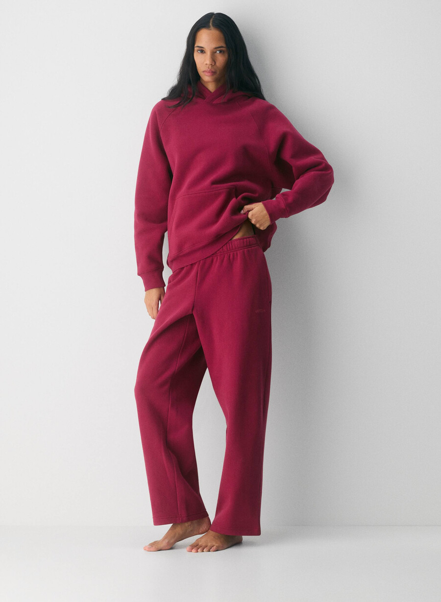 kuschelige sweatfleece mega straight jogginghose juicy rose