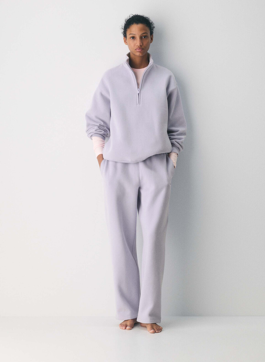 kuschelige mega straight sweatfleece-sweatpants wildblower lilac
