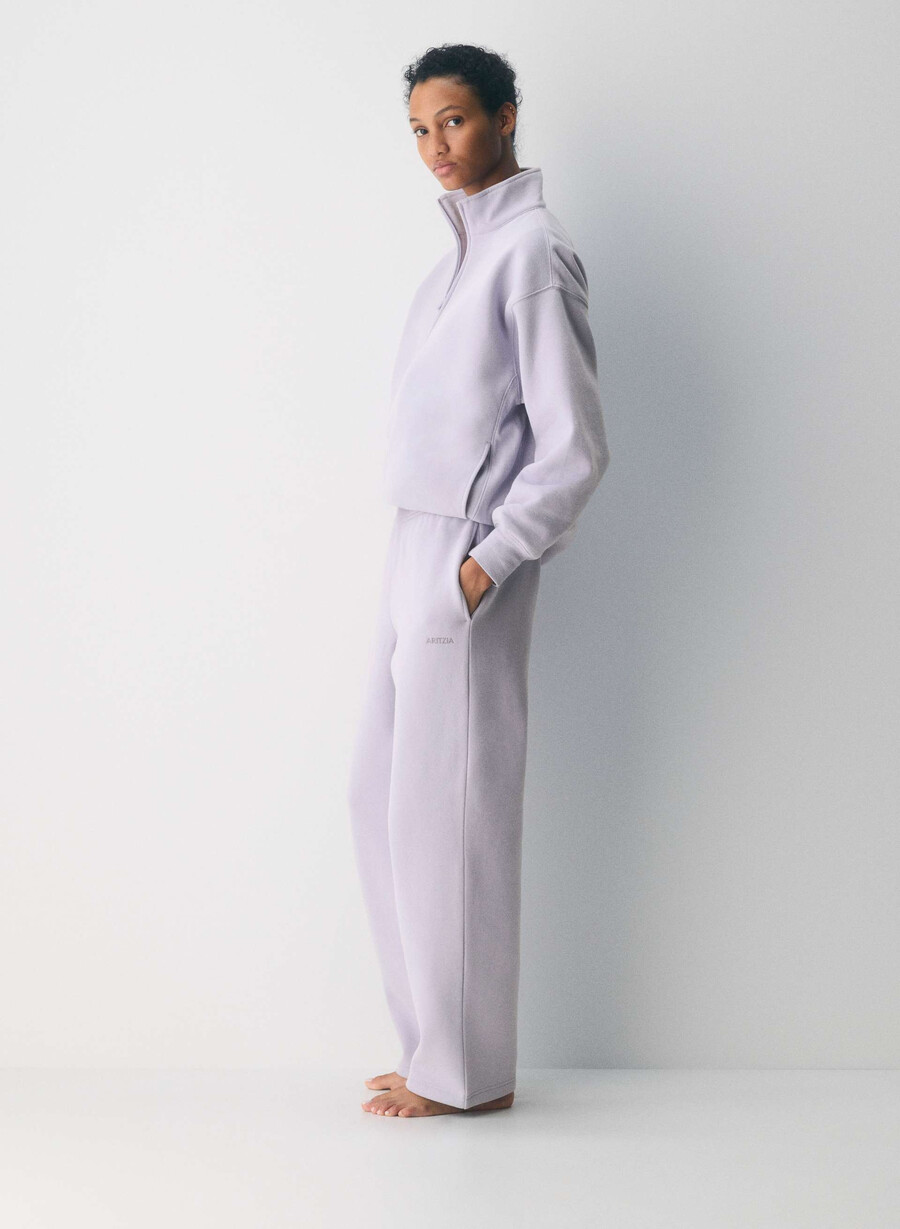 kuschelige mega straight sweatfleece-sweatpants wildblower lilac