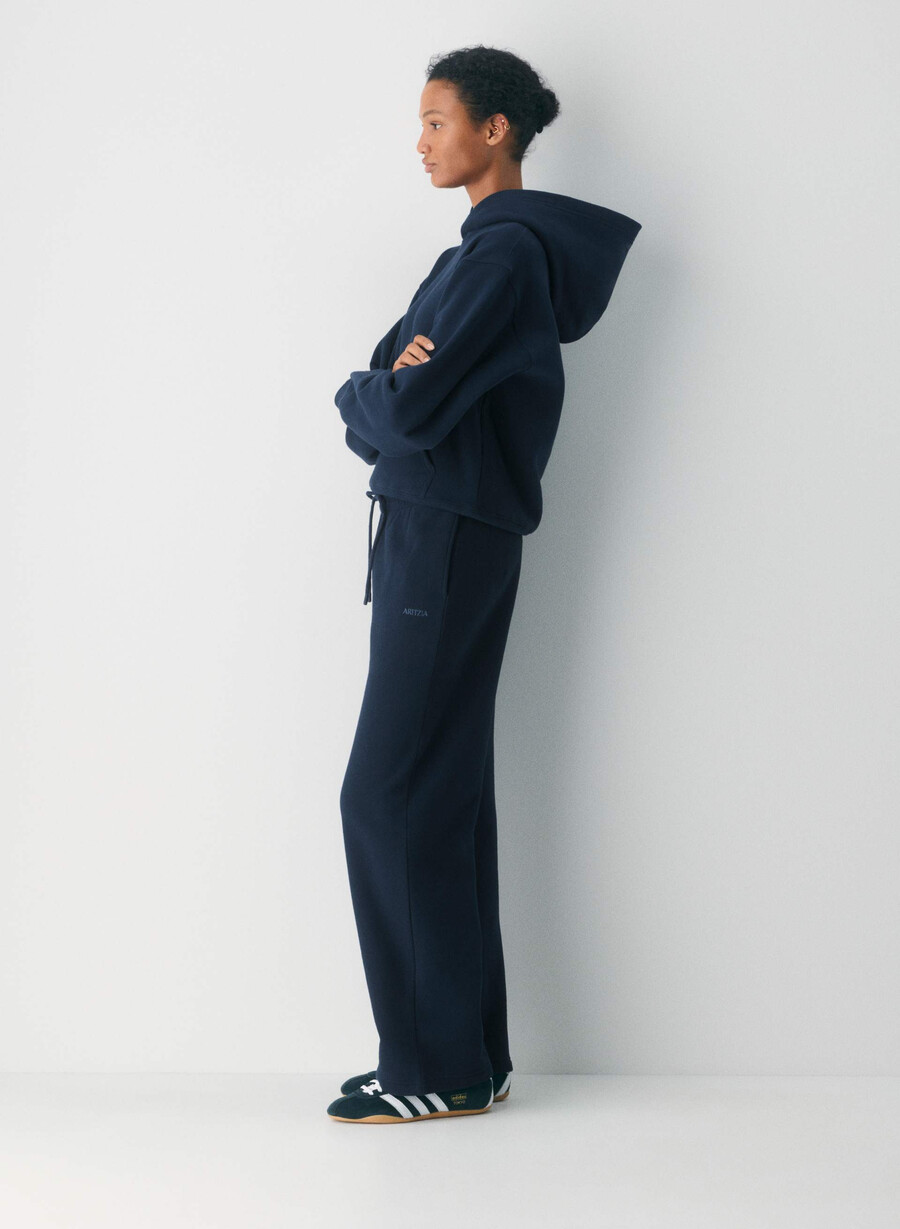 gemütliche boyfriend-sweatpants aus sweatfleece mit weitem schnitt admiral
