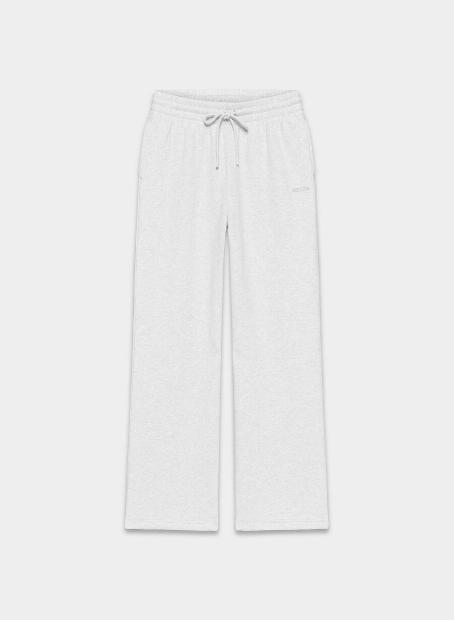 gemütliche boyfriend-sweatpant aus sweatfleece weit geschnitten meliertes weiß