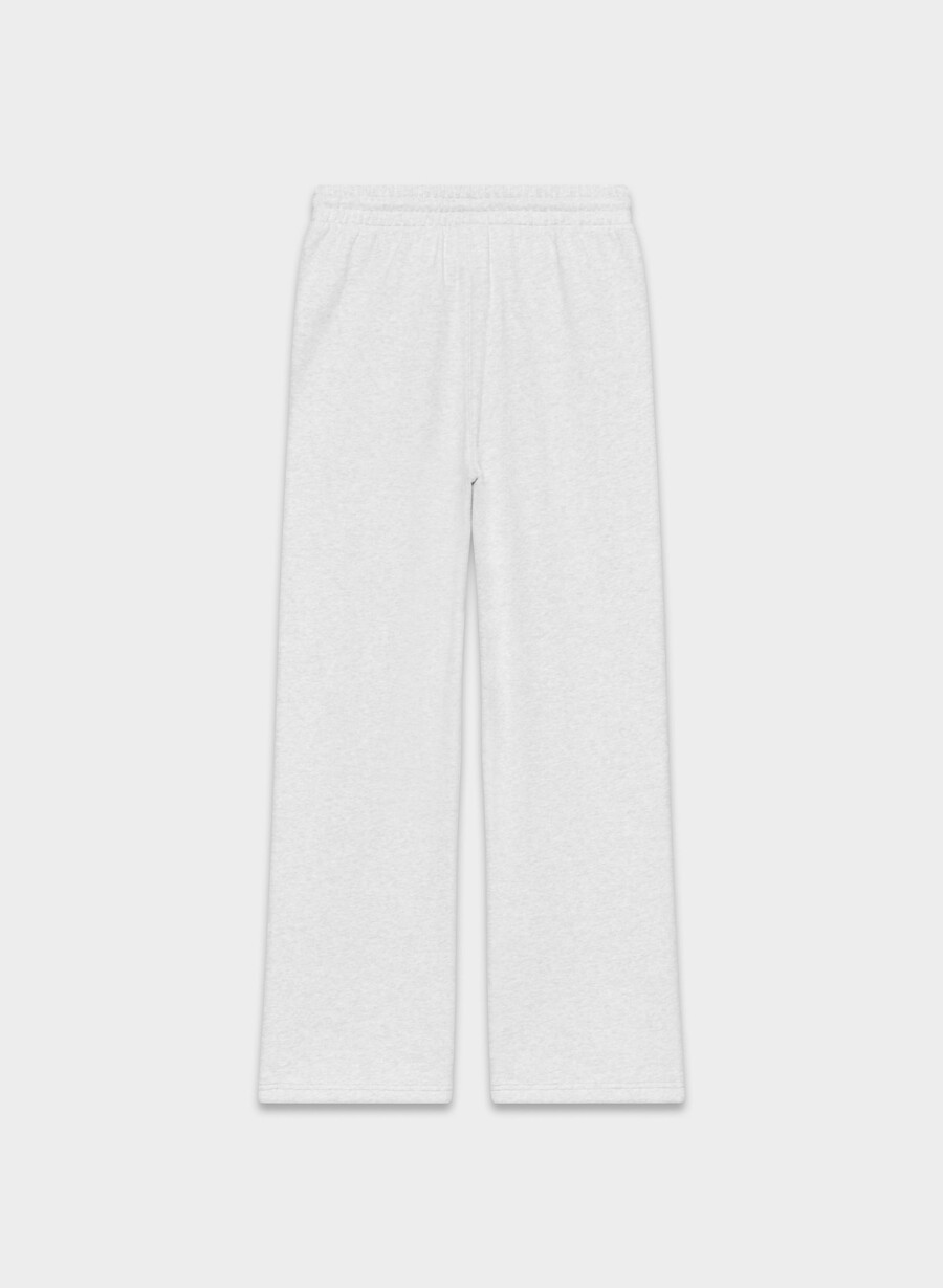 gemütliche boyfriend-sweatpant aus sweatfleece weit geschnitten meliertes weiß