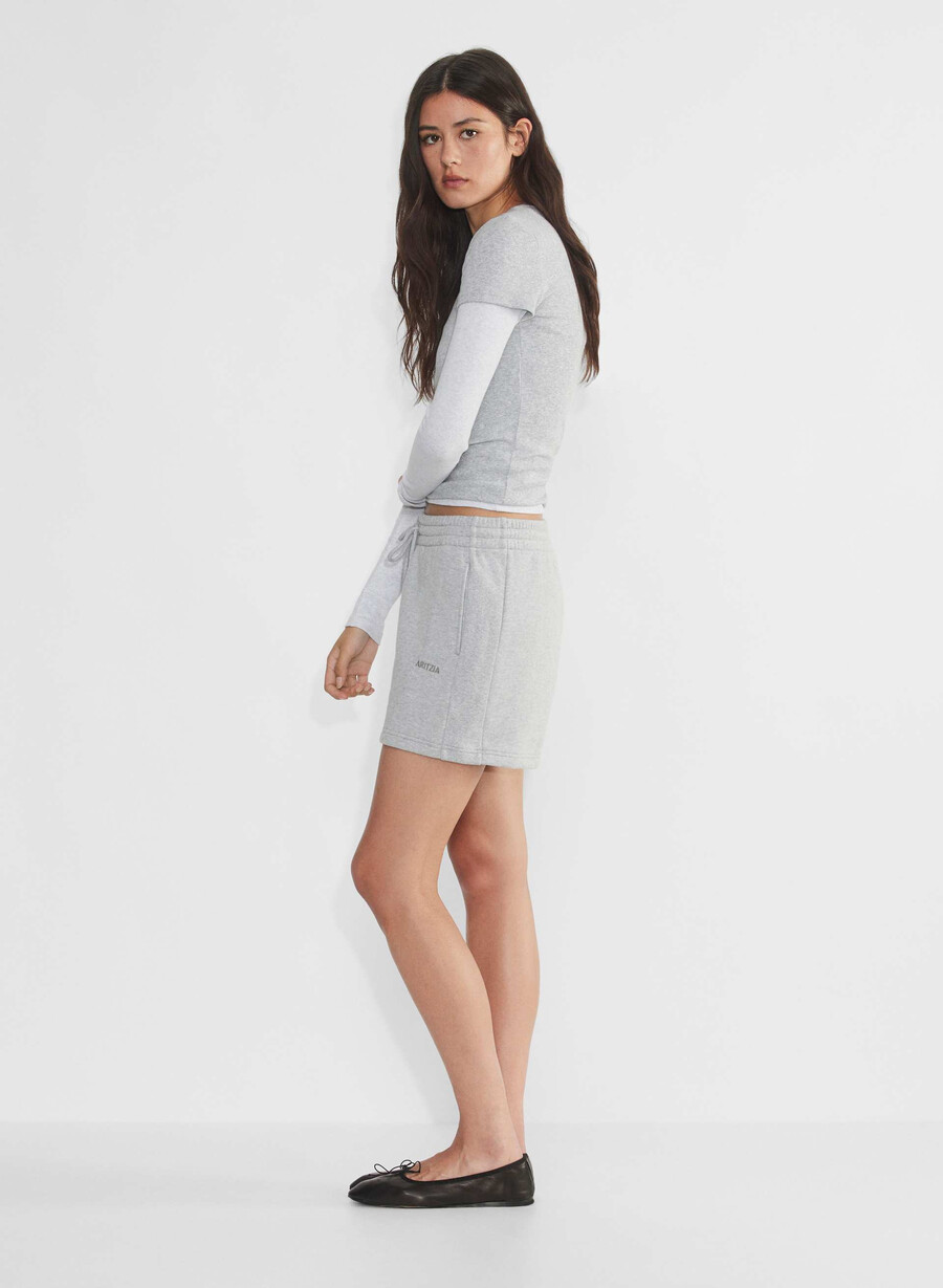 kuschelige boyfriend-shorts aus sweatfleece mittellang bis zum oberschenkel heather chrome