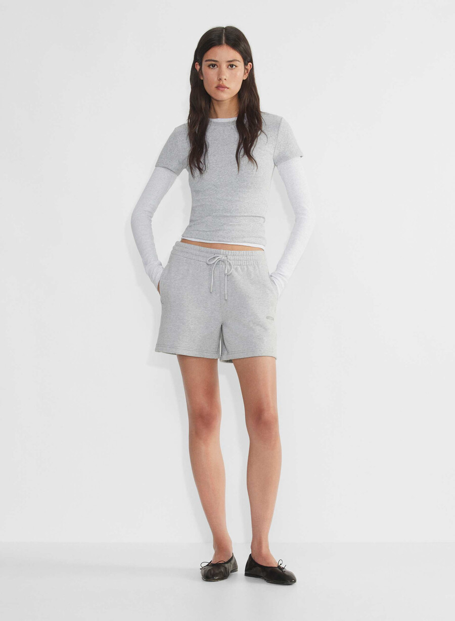 kuschelige boyfriend-shorts aus sweatfleece mittellang bis zum oberschenkel heather chrome