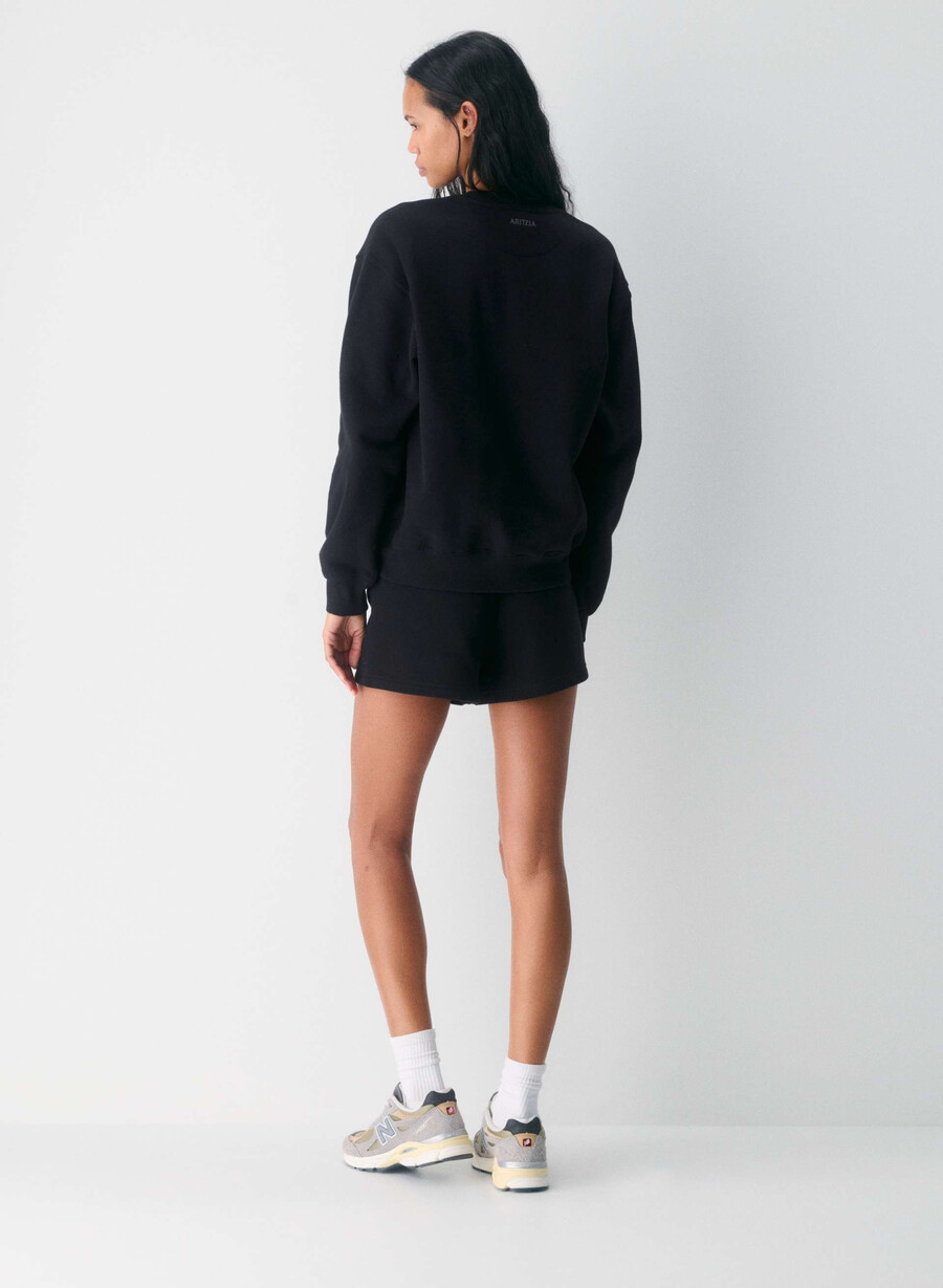 kuschelige fleece-mini-shorts mit hohem bund schwarz