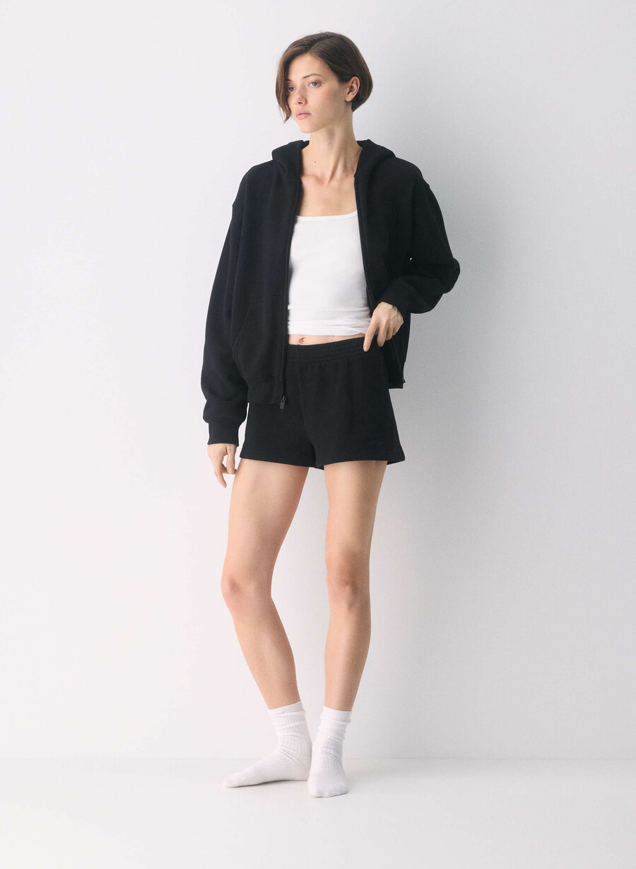 kuschelige sweatfleece-mikroshorts schwarz