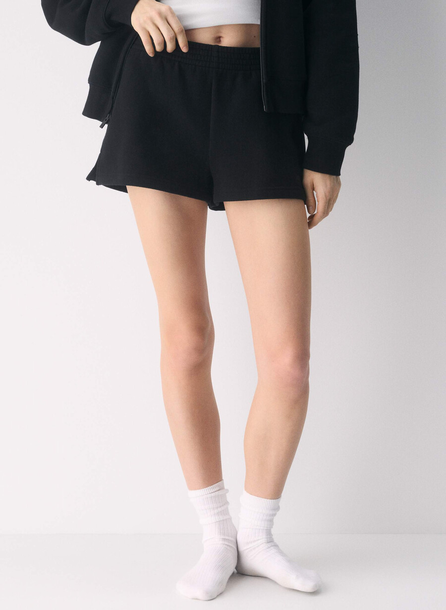 kuschelige sweatfleece-mikroshorts schwarz