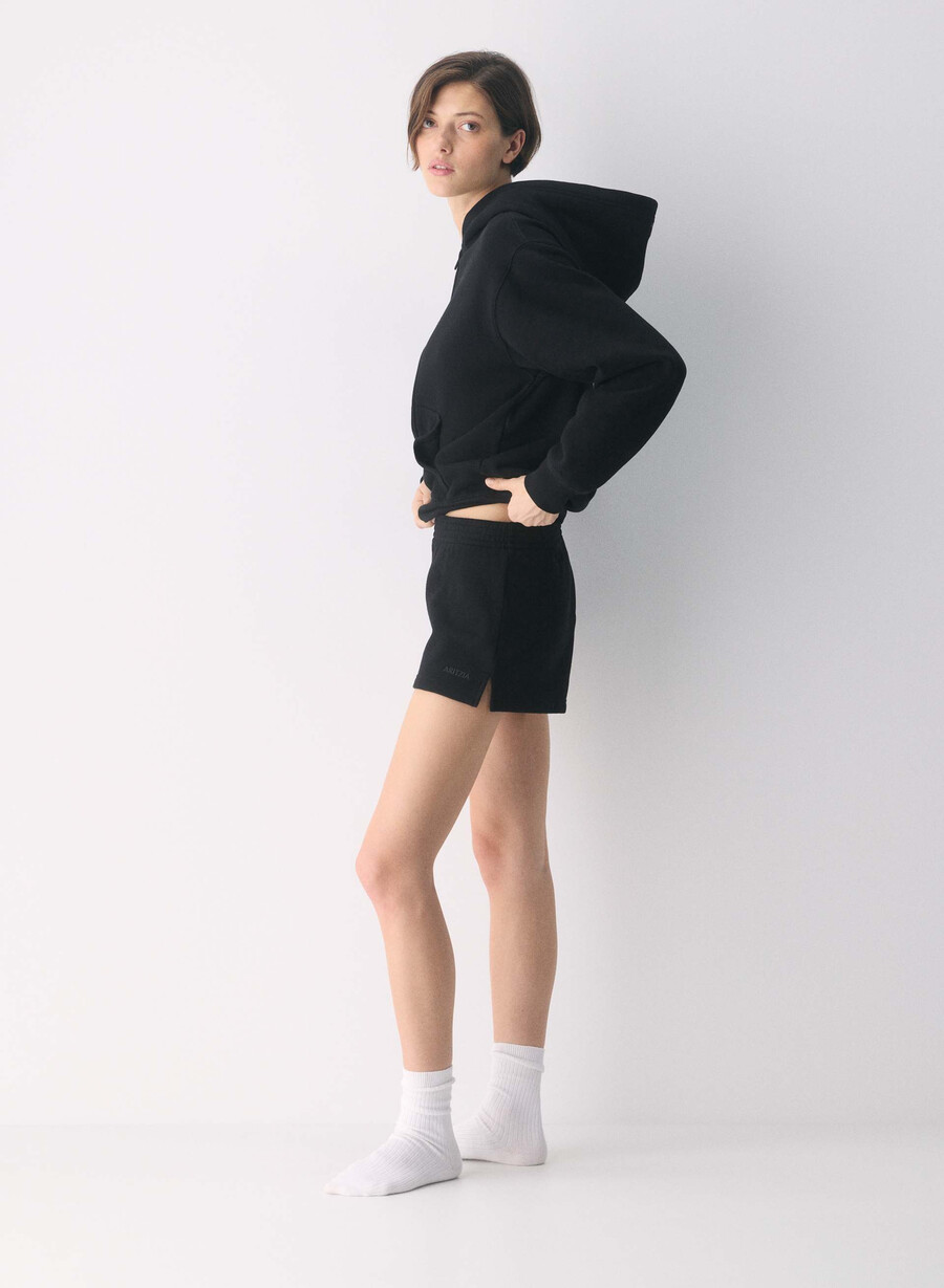 kuschelige sweatfleece-mikroshorts schwarz