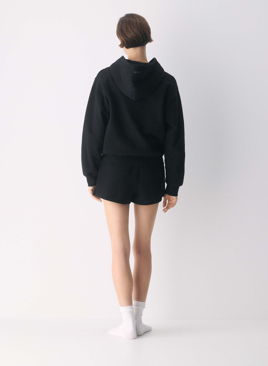 kuschelige sweatfleece-mikroshorts schwarz