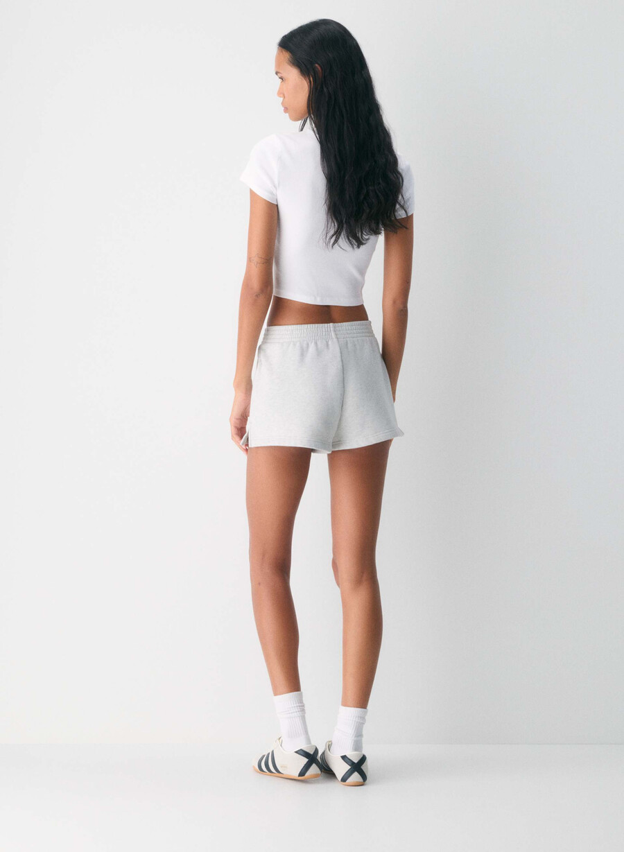 kuschelige sweatfleece-mikroshorts meliertes wolkenweiß