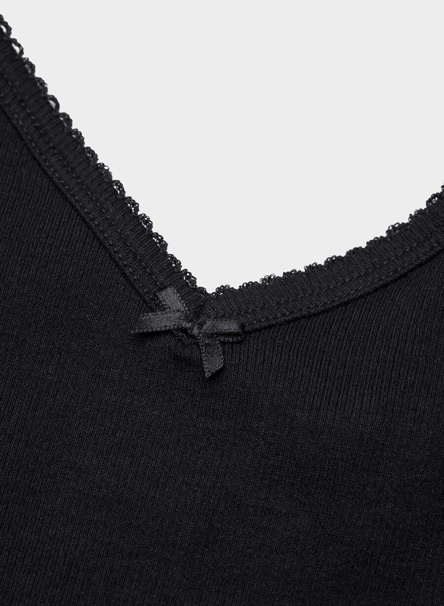 homestretch rippen-spitzen-tanktop mit v-ausschnitt schwarz