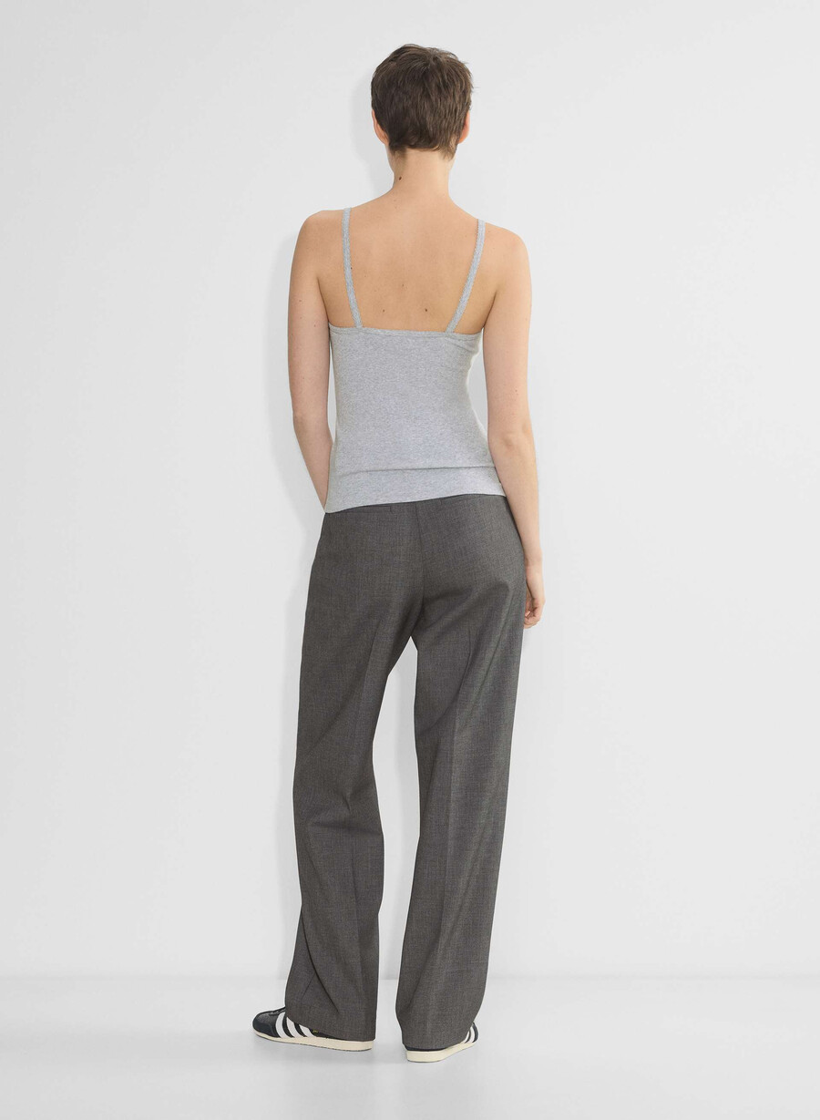 homestretch rippen-spitzen-tanktop mit v-ausschnitt meliertes chrom