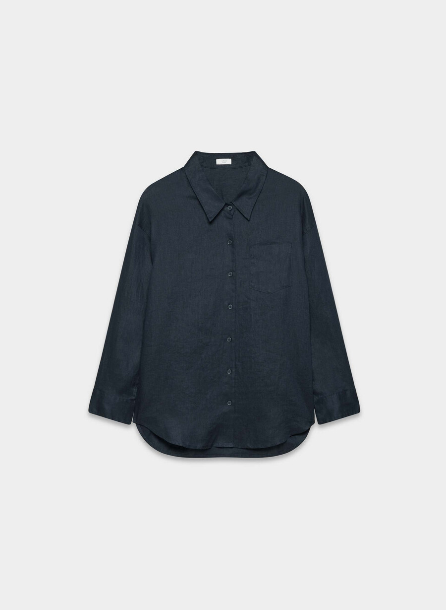 reminisce relaxed leinenhemd dunkelblau