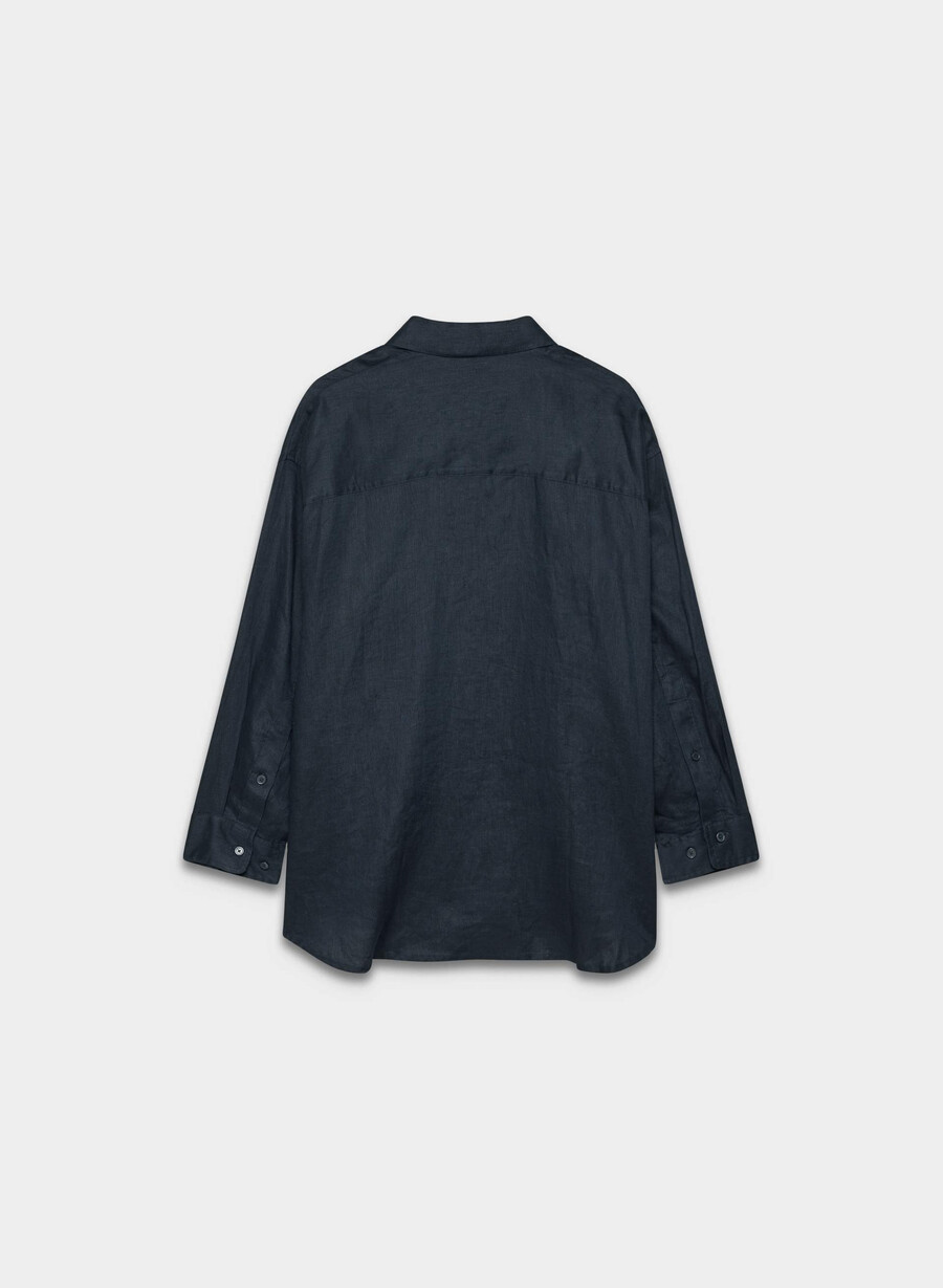 reminisce relaxed leinenhemd dunkelblau