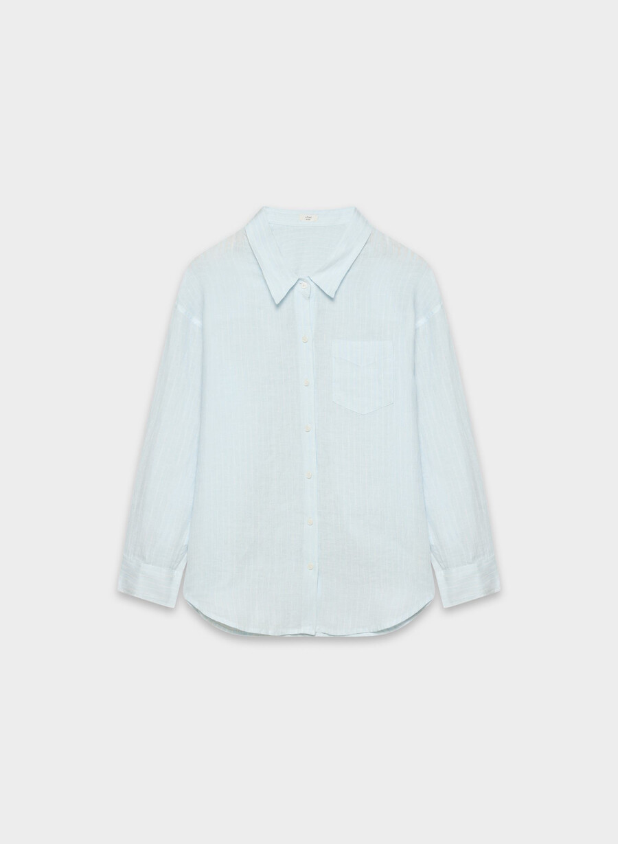 reminisce relaxed linen shirt mtchl strp vla bl o