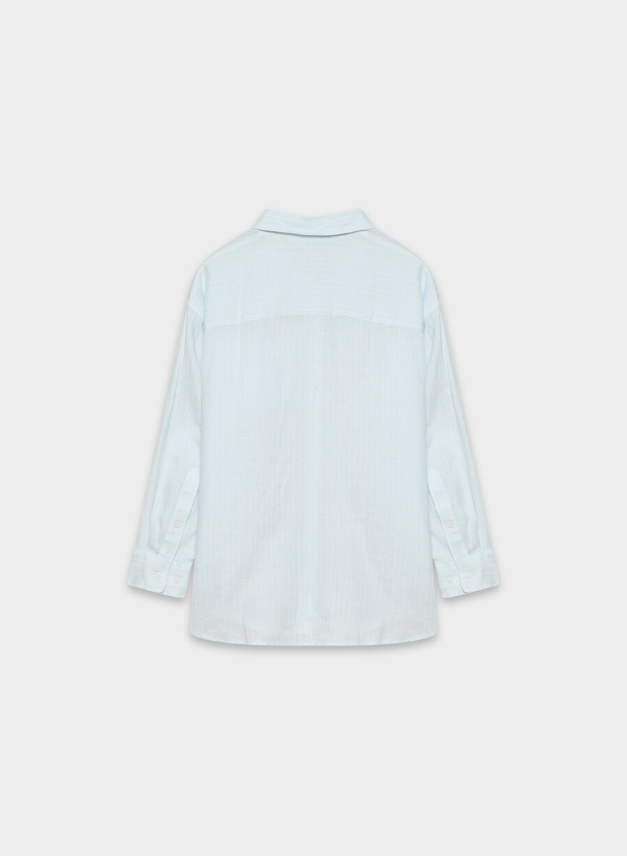 reminisce relaxed linen shirt mtchl strp vla bl o