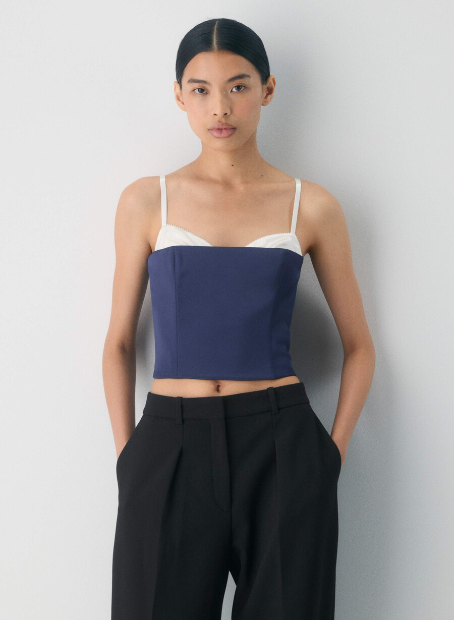 hypnotize satin-bustier in marineblauhellbirke