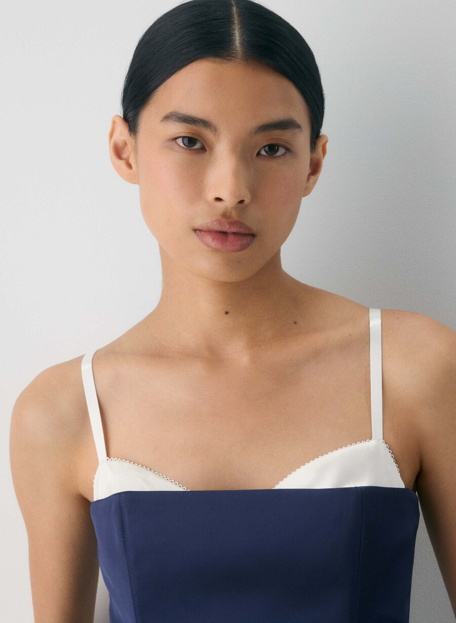 hypnotize satin-bustier in marineblauhellbirke