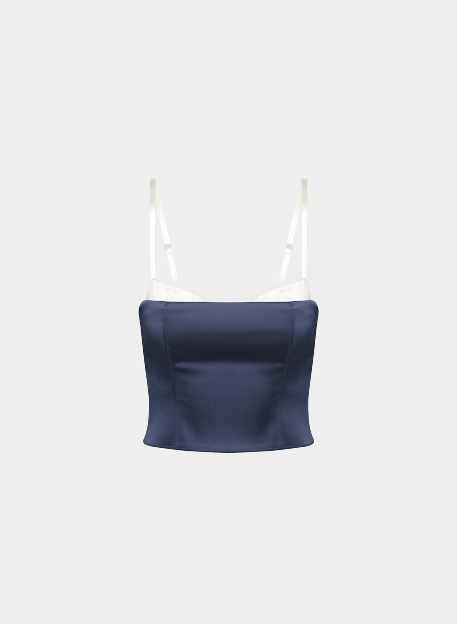 hypnotize satin-bustier in marineblauhellbirke