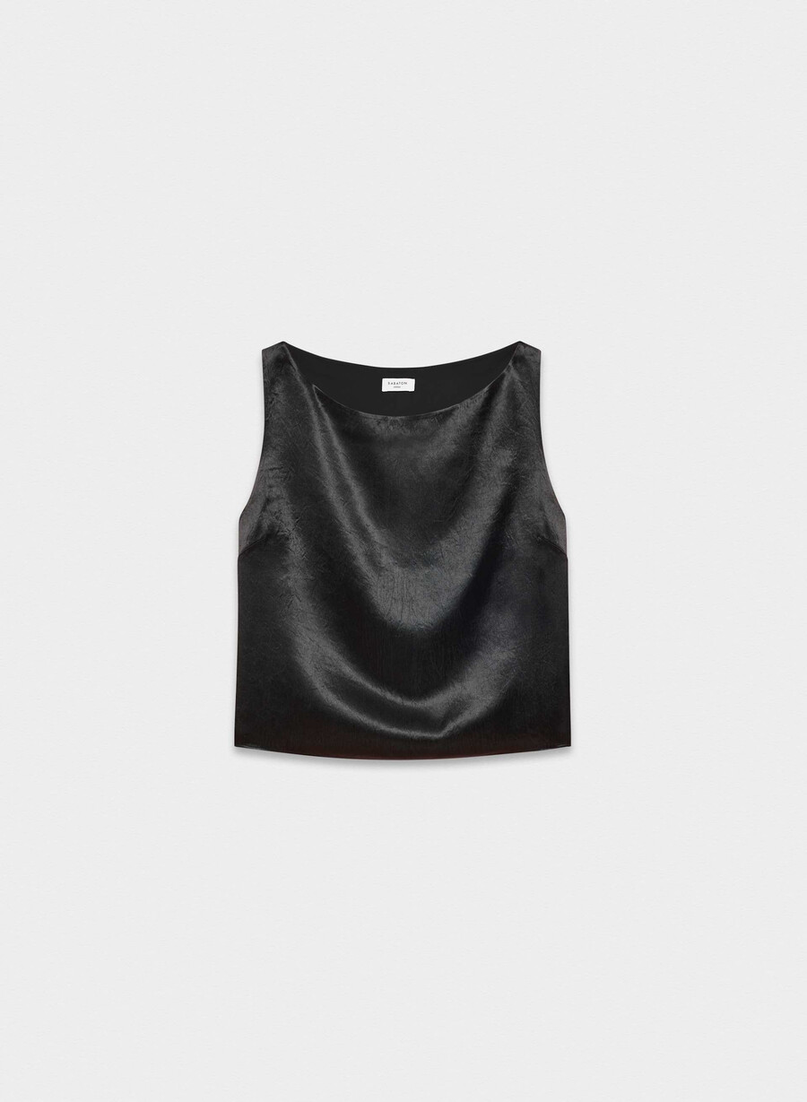 raffiniertes satin-top schwarz